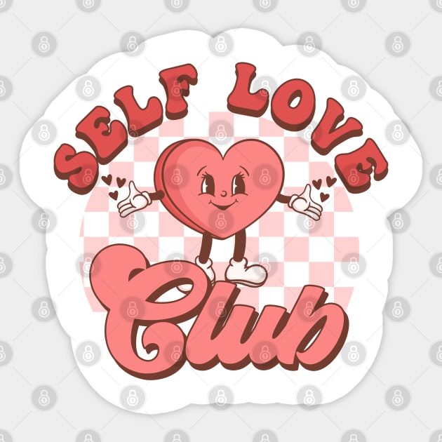 Self Love Club Retro Heart - Anti Valentines Day Sticker by PUFFYP